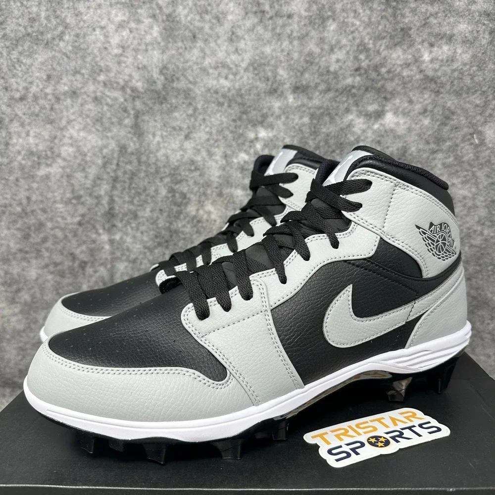 Jordan 1 Mid TD Football Cleats Mens Size 13 Black Grey Shadow FJ6805-002 Retro